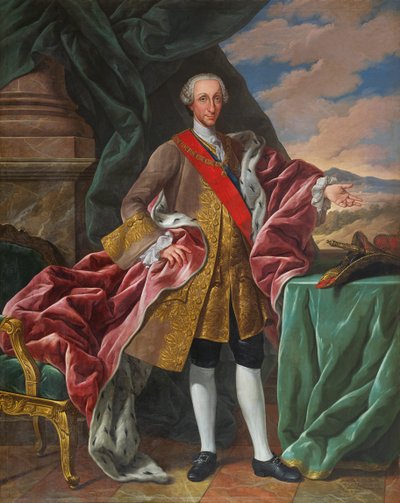 Portret van koning Carlos III van Spanje door Antonio Gonzalez Ruiz